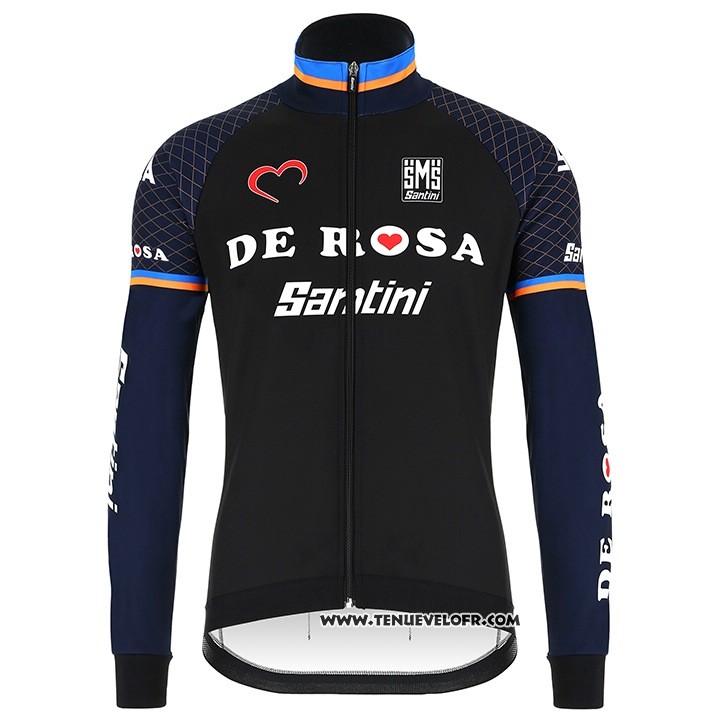 2018 Maillot Ciclismo DE Rose Noir Manches Longues et Cuissard